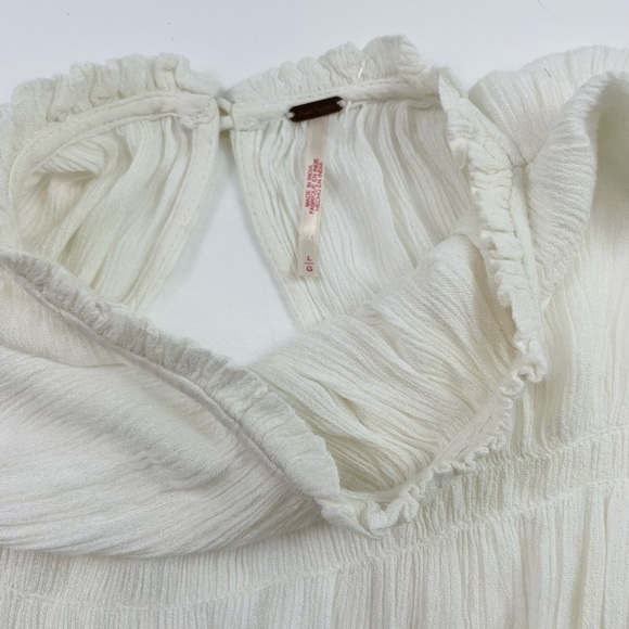 Free People Kelsey Top In White Bell Sleeves Flowy Silhouette Women Size Large - Picture 11 of 13